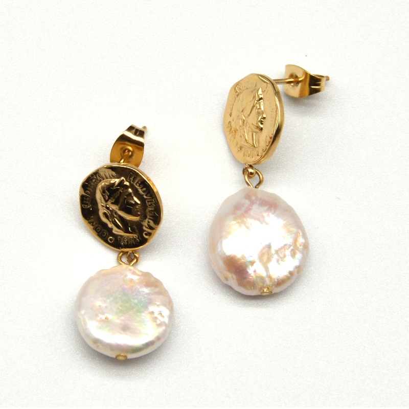 Ohrringe aus Edelstahl Perlen, Modeschmuck, Modeschmuck, Perlenkönig rfber0148
