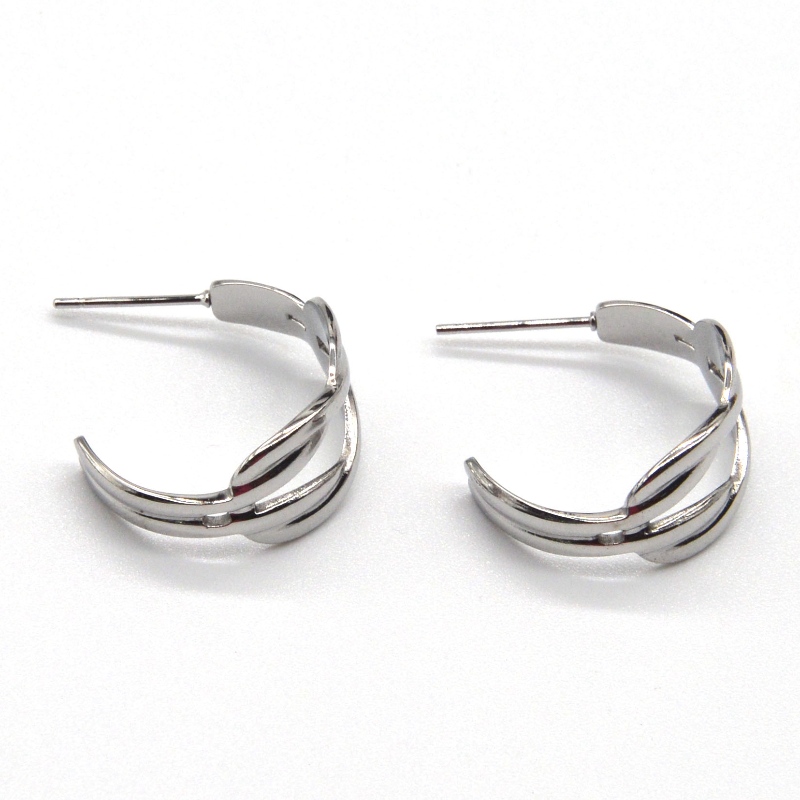 Silberohrringe Doppel-C-Form Runde Kreis Ohrringe Statement für Mädchen Elegante Ohrringe Schmuck China Ruifanbao Schmuckfabrik