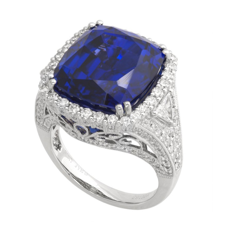 925 Sterling Silber exquisite weibliche Ring blauen Zirkon, hohle Klaue Set Freunde, Ehemann und Ehefrau Geschenke China Ruifanbao Schmuckverarbeitung