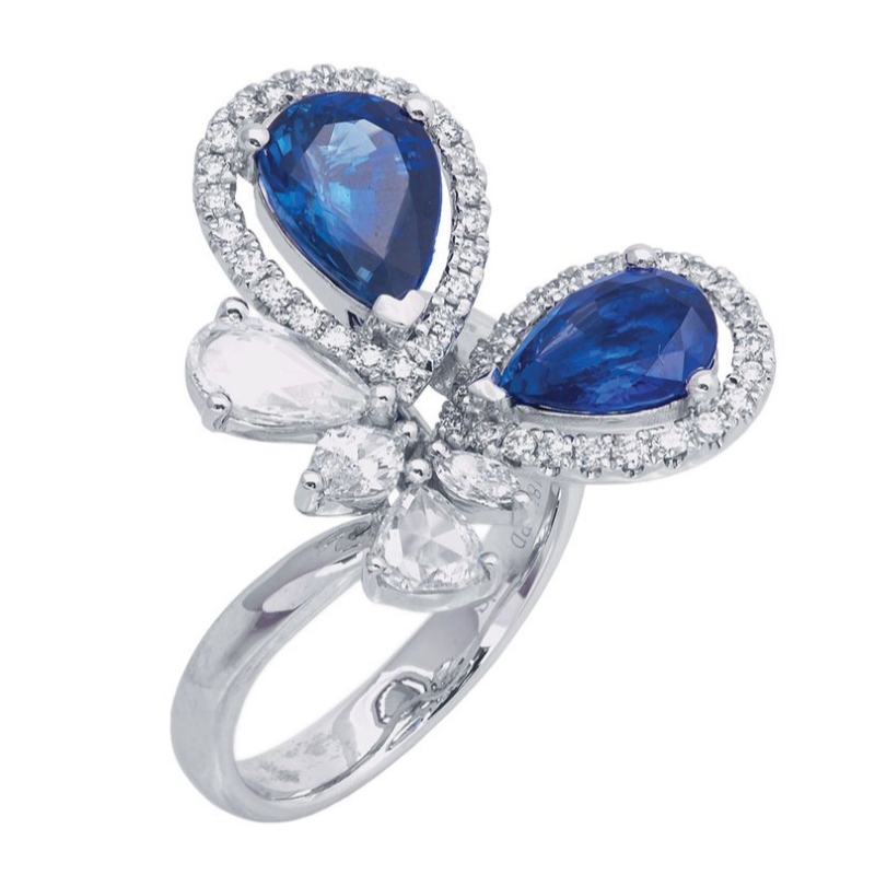 Exquisite Frauen Schmetterling, Krallen-Set Saphir 925 Silberring, Muttertag, Jubiläumsgeschenk China Ruifanbao Schmuckverarbeitungsfabrik