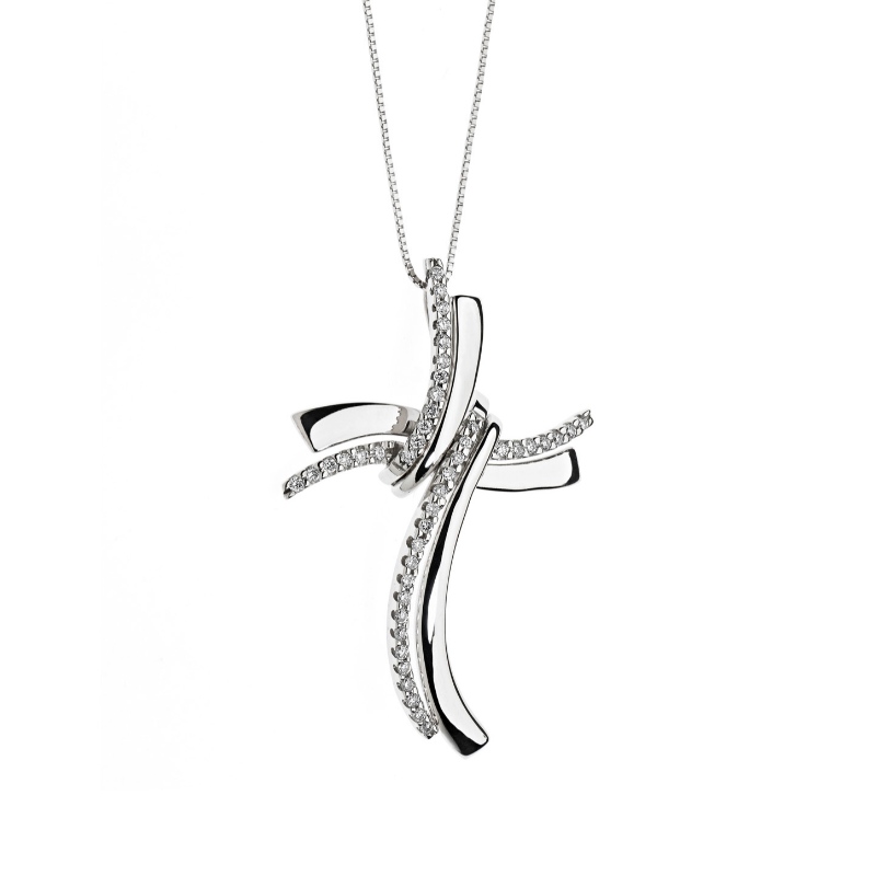 Womens Simple Cross Type Wicklung Sticky Stone 925 Silber Halskette China Ruifanbao Schmuckfabrik