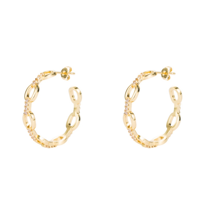Neue europäische und amerikanische Mode geometrische große Ohrringe aus Messing vergoldet mikro-inlysed zircon fünf-spitzen Stern in Ohrringe