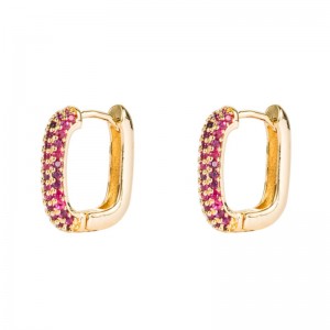 Ins Rainbow Series Europäische Ohrringe der europäischen und amerikanischen Stil geometrischen Kupfer vergoldetem mikro-inline-bunten Zirkon Hip-Hop-Ohrringe